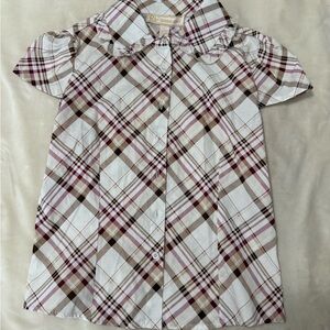 Brown & White Button Top - NWT
